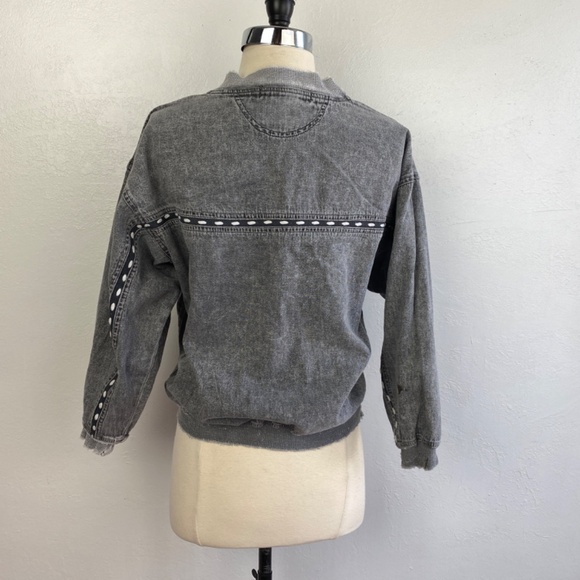 Zeppelin Womans Gray Sweatshirt Medium Cotton Distressed Pockets Logo Hip Hop - Picture 7 of 15